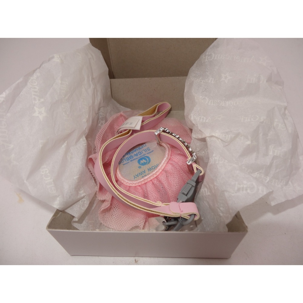 American Girl Truly Me Pink Pet Leash Collar Tutu Set Crown Charm Accessory Box